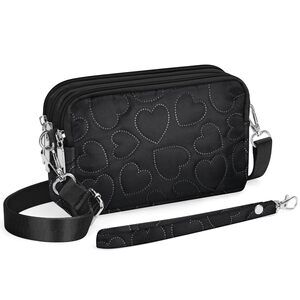 5713 Small Crossbody Bag Small Shoulder Handbags Nylon Quilted 3 Zippers